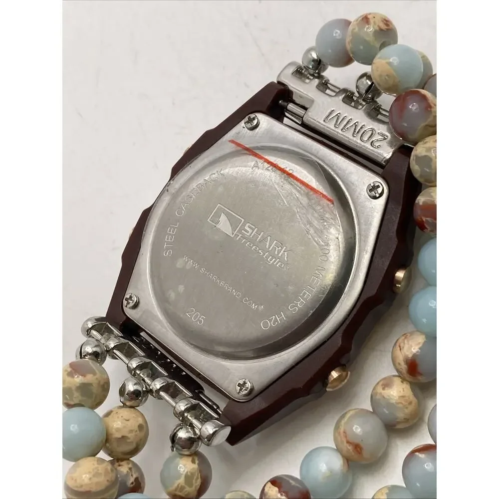 Freestyle Shark Rosegold Rhinestone Beaded Band Surfing Watch New Battery